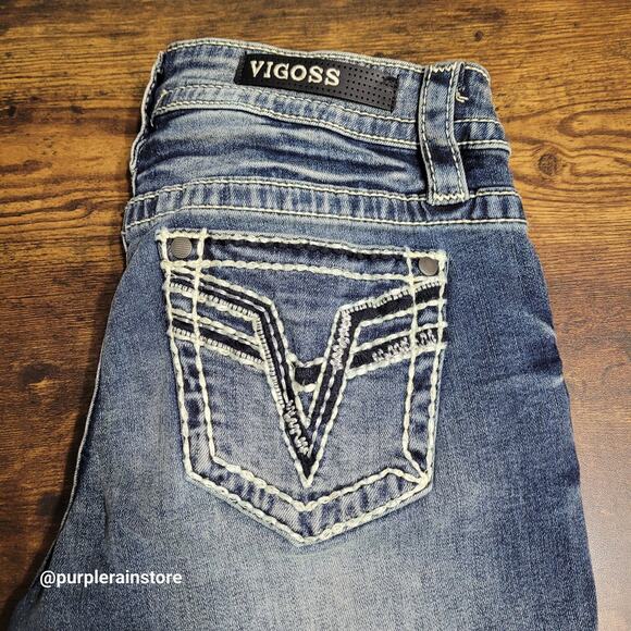 Vigoss Jeans 2 Heritage Fit Capri Mid Rise Thick Stitch Legacy Stretch Denim - Picture 4 of 13